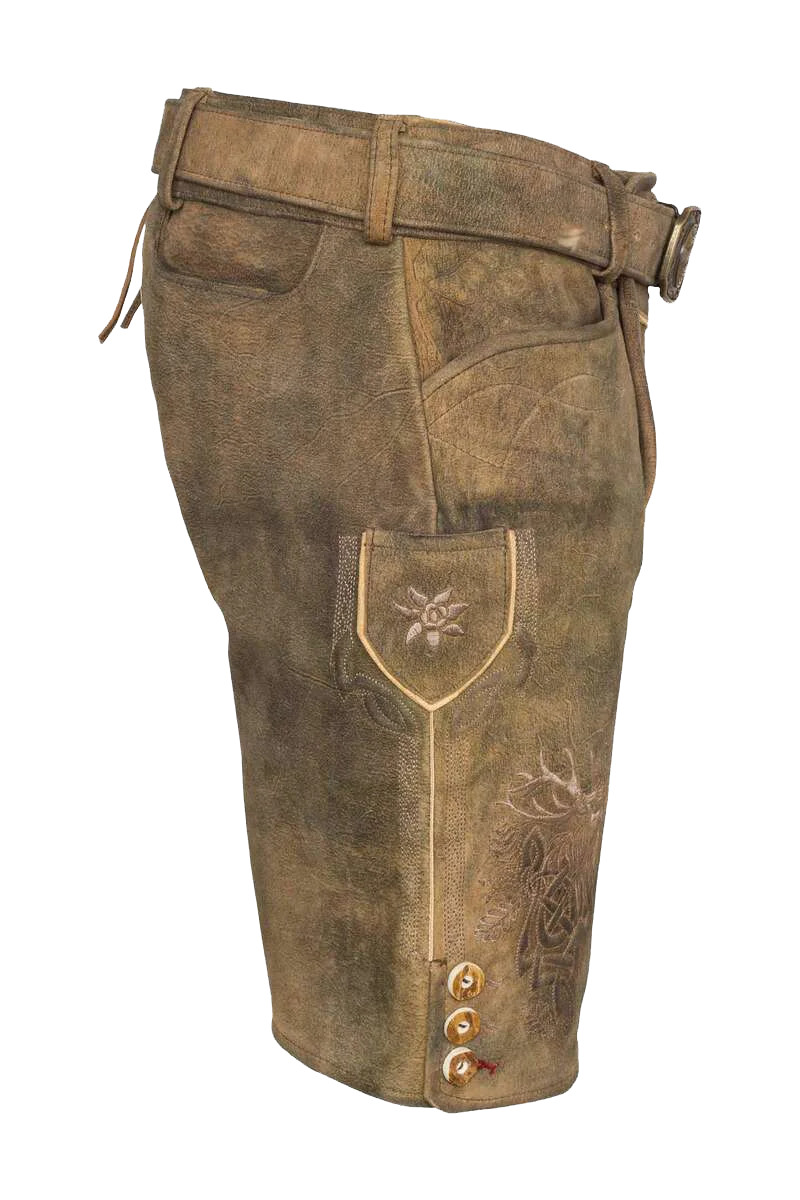 Herren FCB-Lederhose bestickt kurz