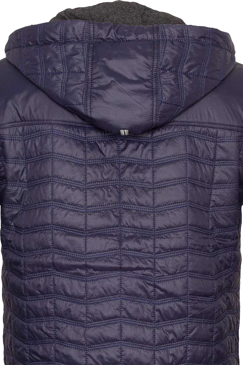 Herren-Steppjacke mit Strick und abnehmbarer Kapuze nachtblau