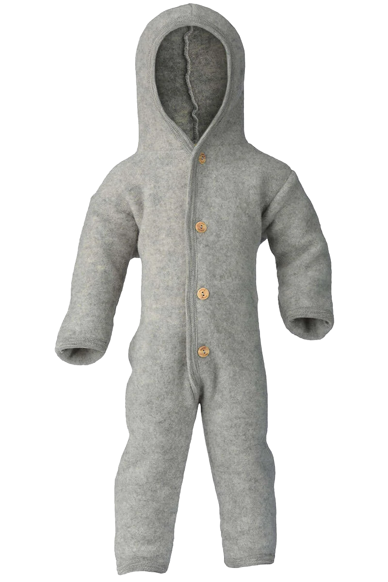 Baby-Wollfleece-Overall mit Kapuze aus Bio Schurwollfleece