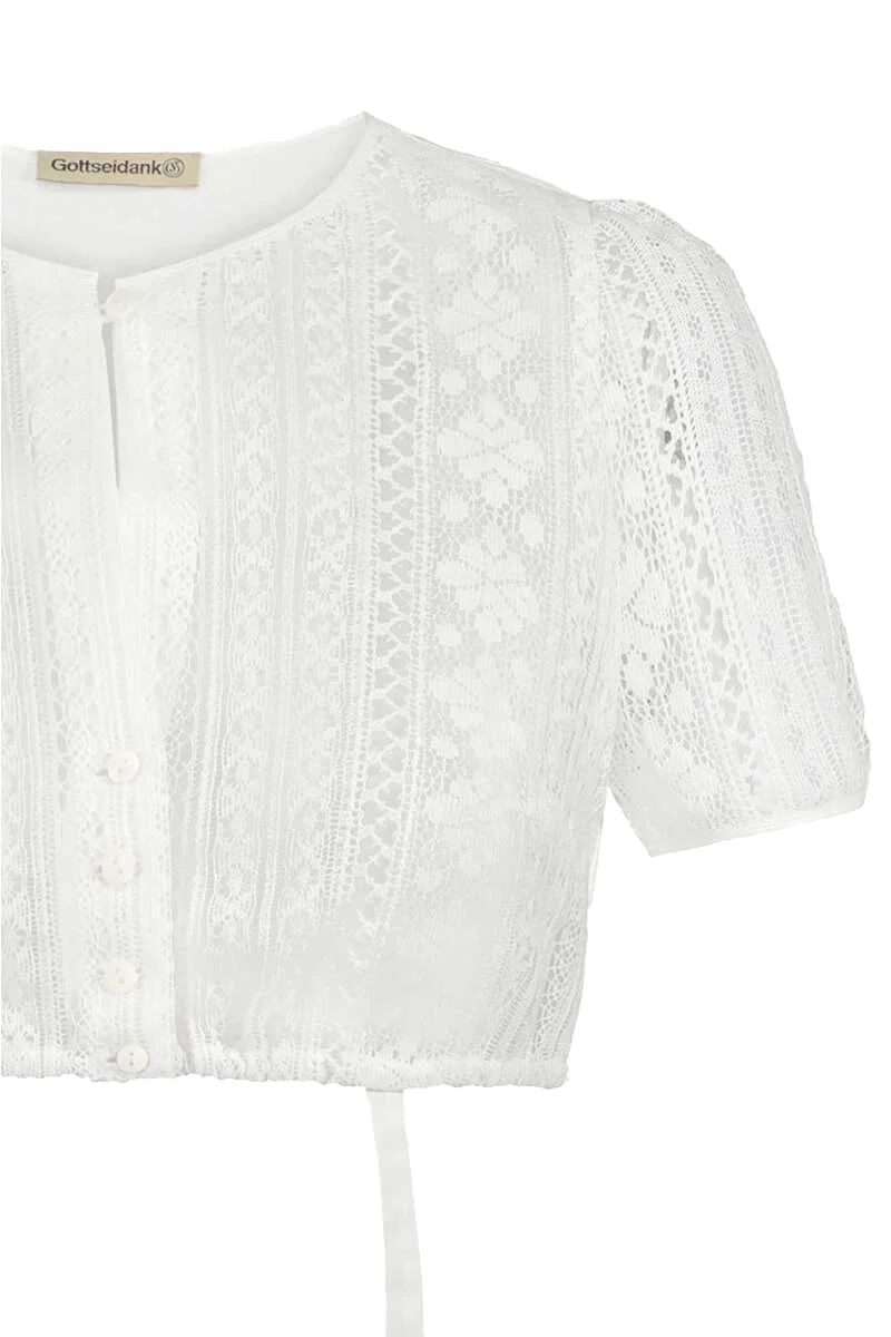 Dirndlbluse Rundhalsausschnitt mit Schlingenverschluss