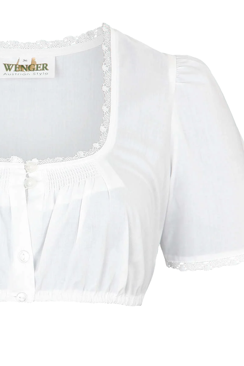 Dirndlbluse kurzarm mit Spitzenbesatz