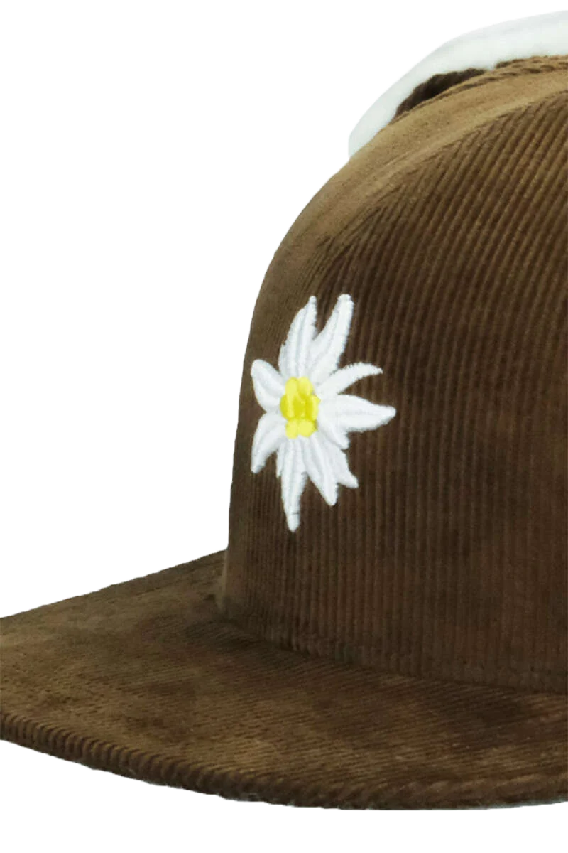 Kord-Strapback Cap mit Ohrenwärmern Edelweiß