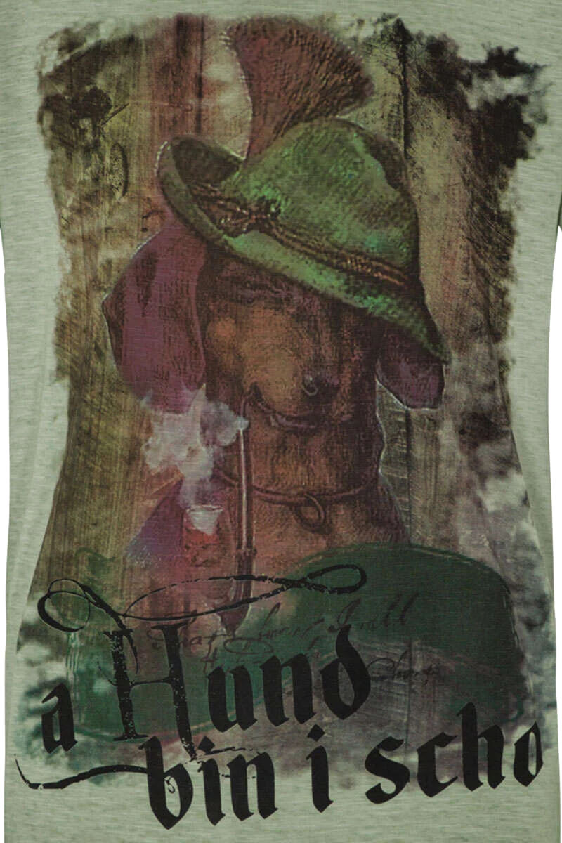 Herren Trachten-T-Shirt 'a Hund bin i scho'