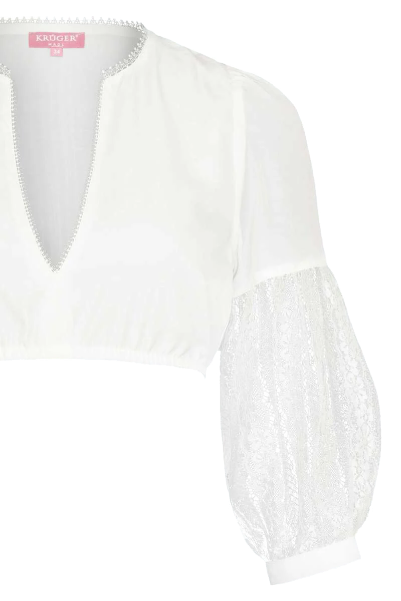 Dirndlbluse mit Spitze und Ballonärmeln