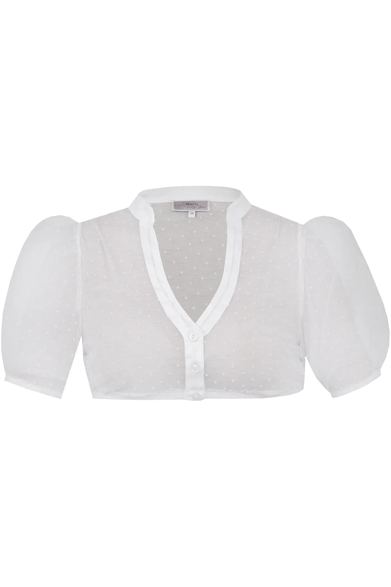 Dirndlbluse mit Puffärmeln und V-Ausschnitt - offwhite