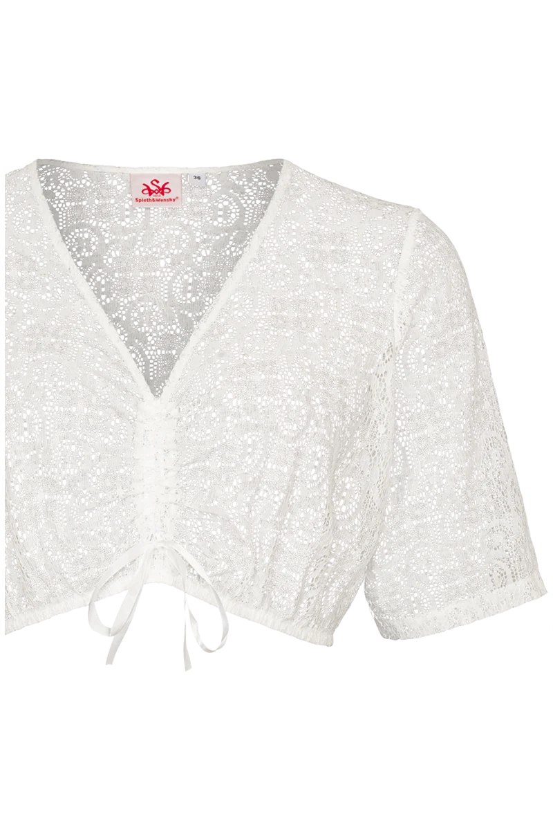 Dirndlbluse Spitze mit V-Ausschnitt und halblangen Ärmeln