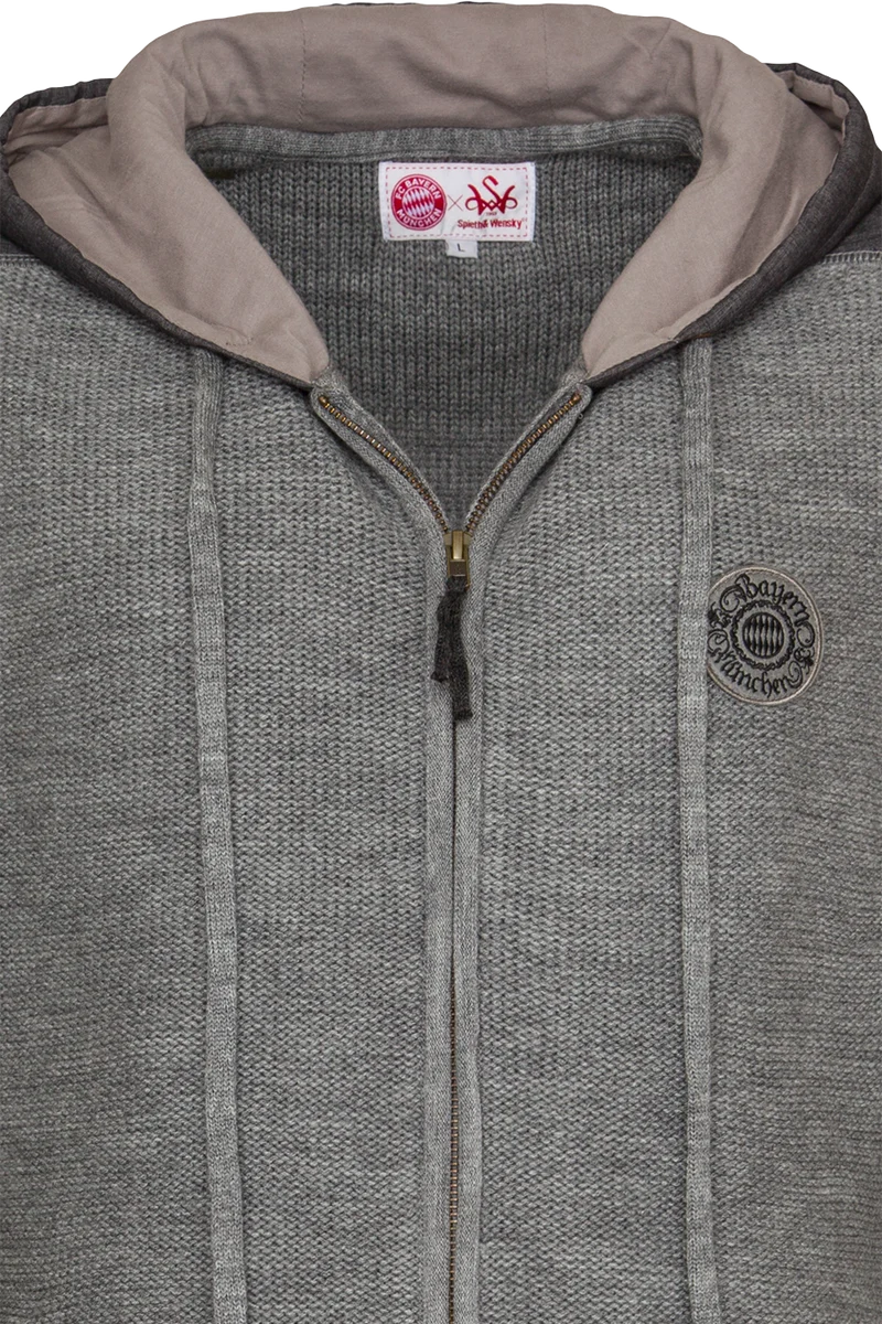 FC-Bayern Herren Trachtenstrickjacke sportiv mit Kapuze