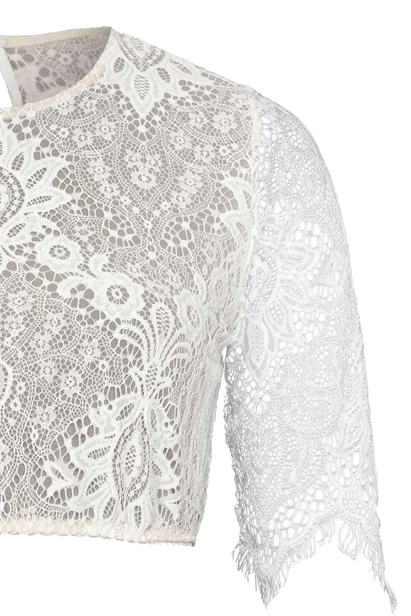 Dirndlbluse Spitze hochgeschlossen
