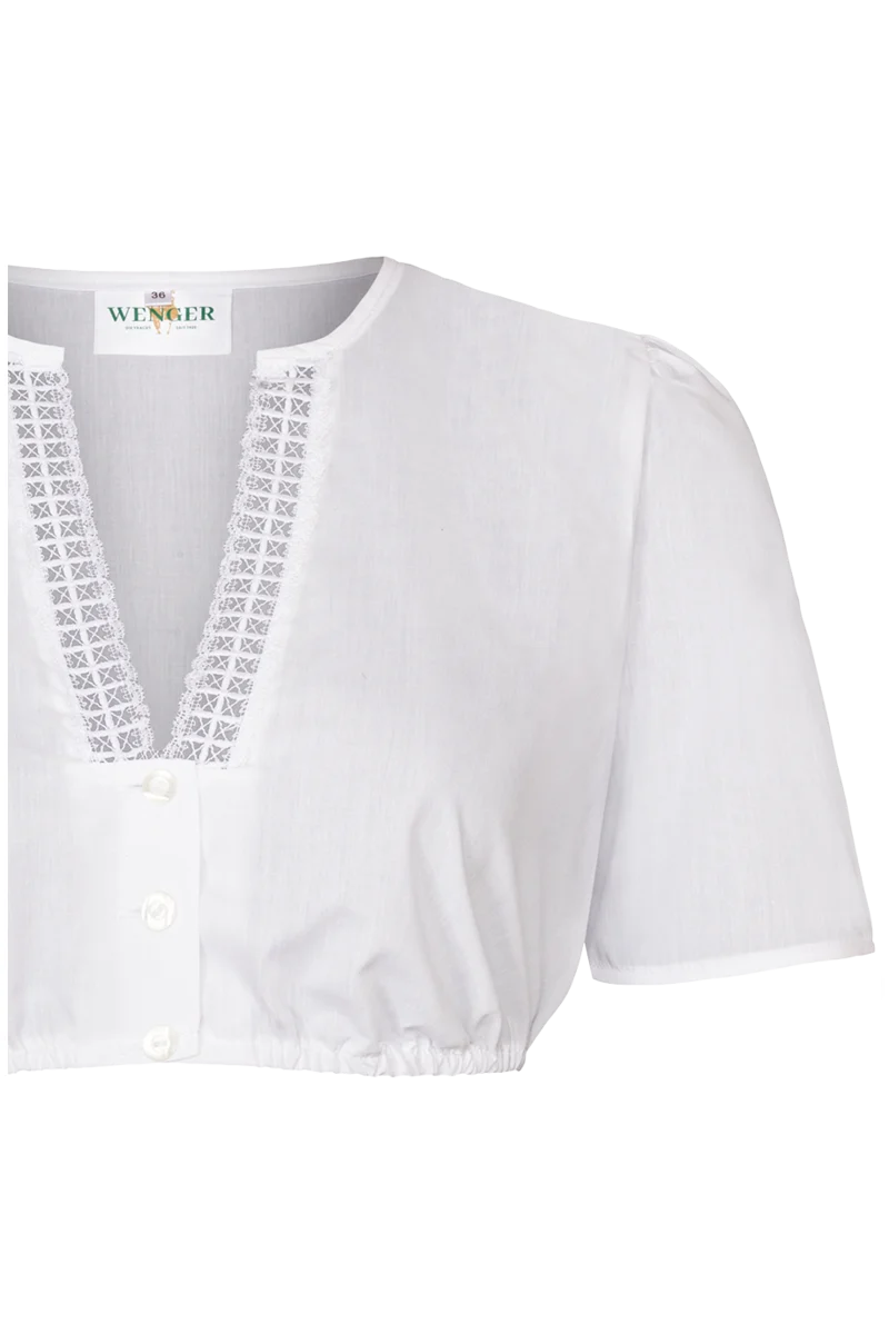 Dirndlbluse mit halblangen Ärmeln und V-Ausschnitt