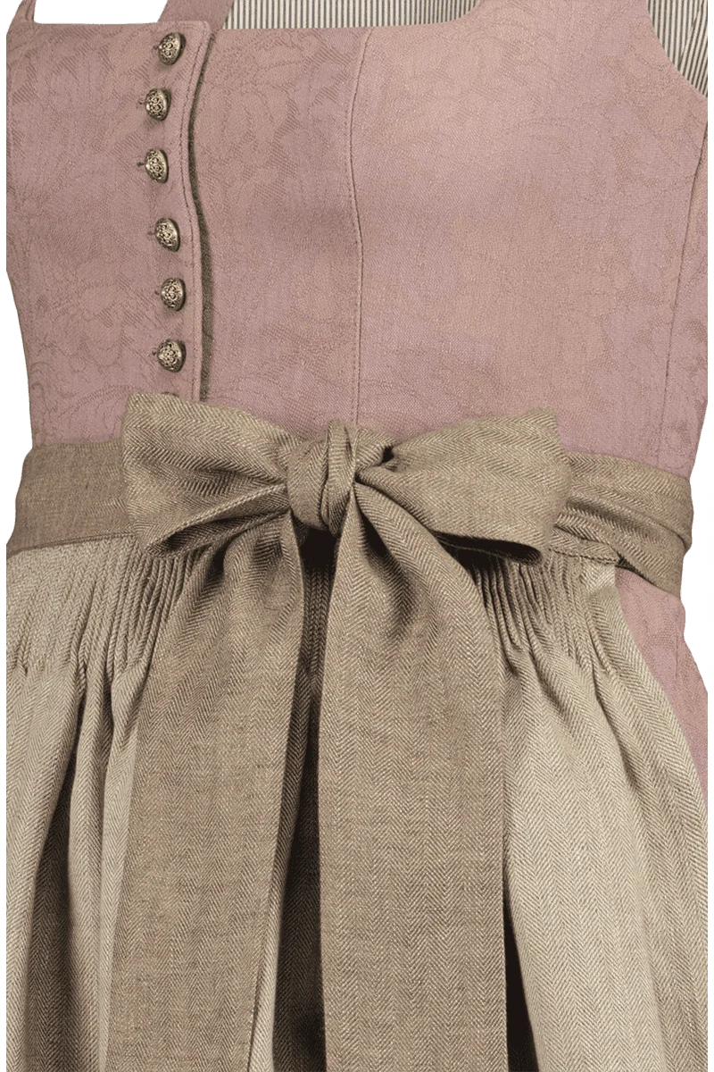 Dirndl lang mit Faltenrock und goldenen Knöpfen