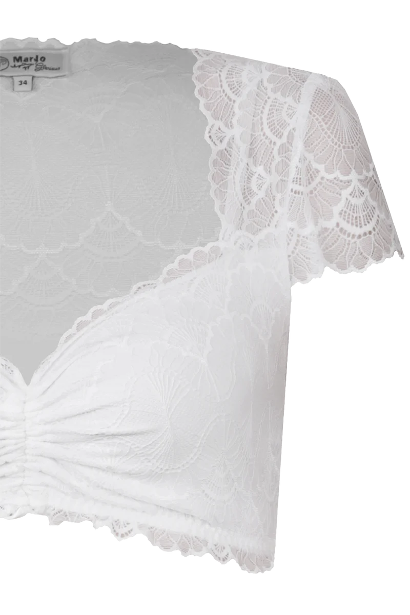Dirndlbluse mit Flügelarm und Spitze vollelastisch
