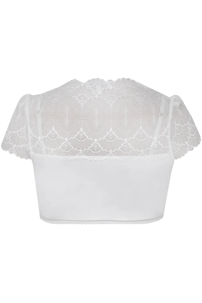 Dirndlbluse mit Flügelarm und Spitze vollelastisch