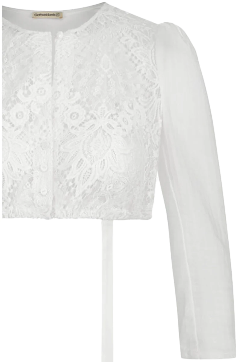 Dirndlbluse mit 7/8- Ärmeln und Spitze