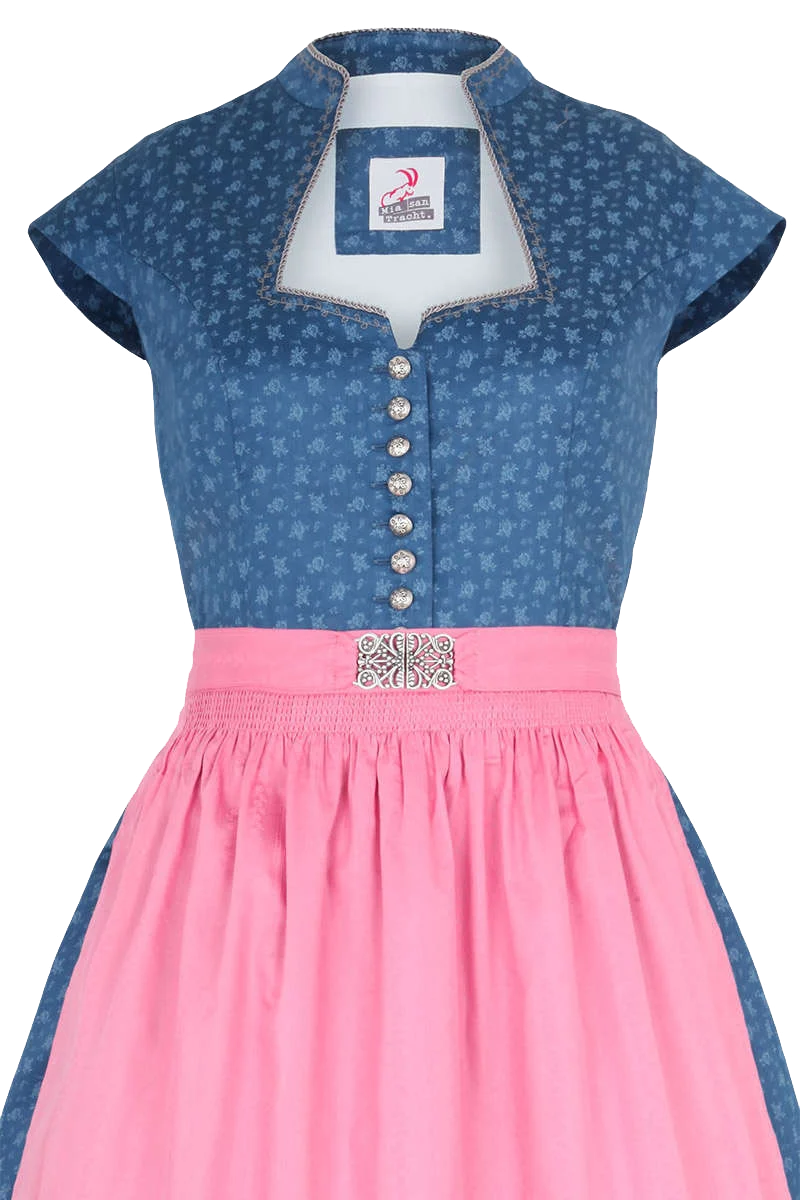 Baumwolldirndl mit Flügelärmeln und Broschenschürze