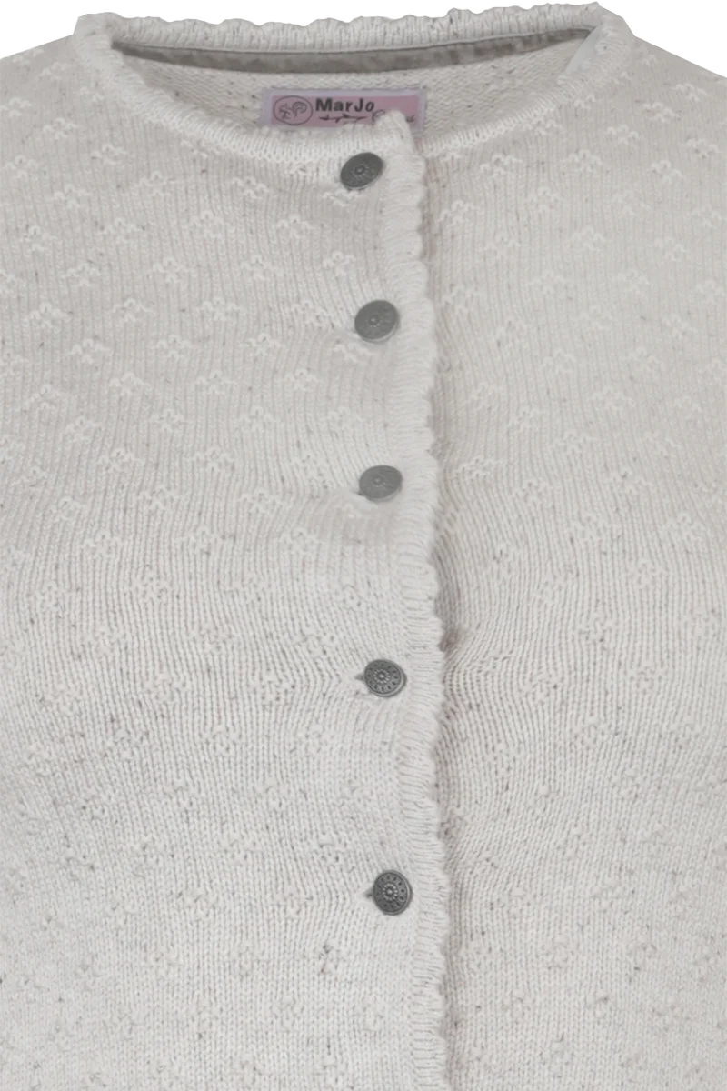 Damen Trachtenstrickjacke mit Blütenmuster - beige melange