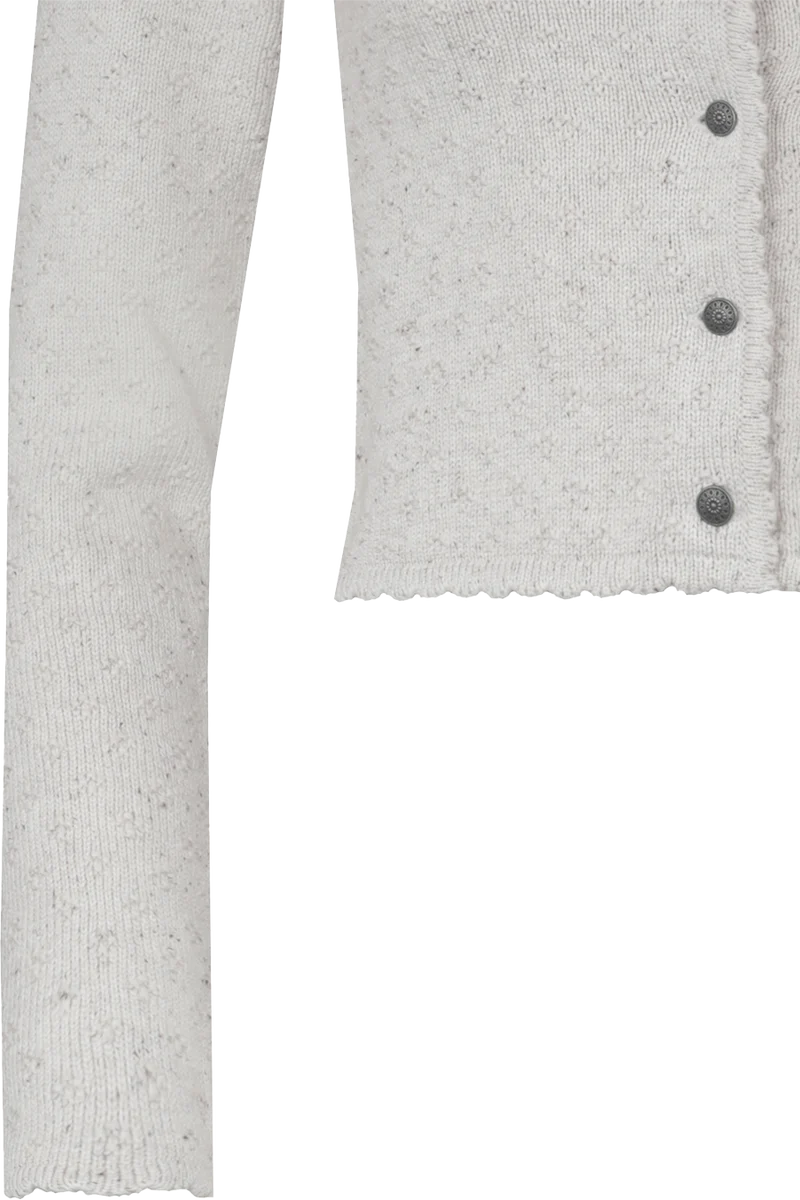 Damen Trachtenstrickjacke mit Blütenmuster - beige melange