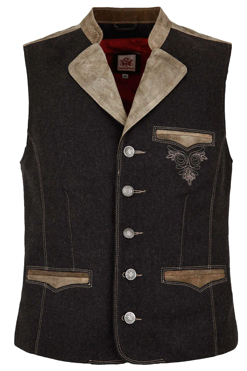 Trachten-Weste Loden mit Leder