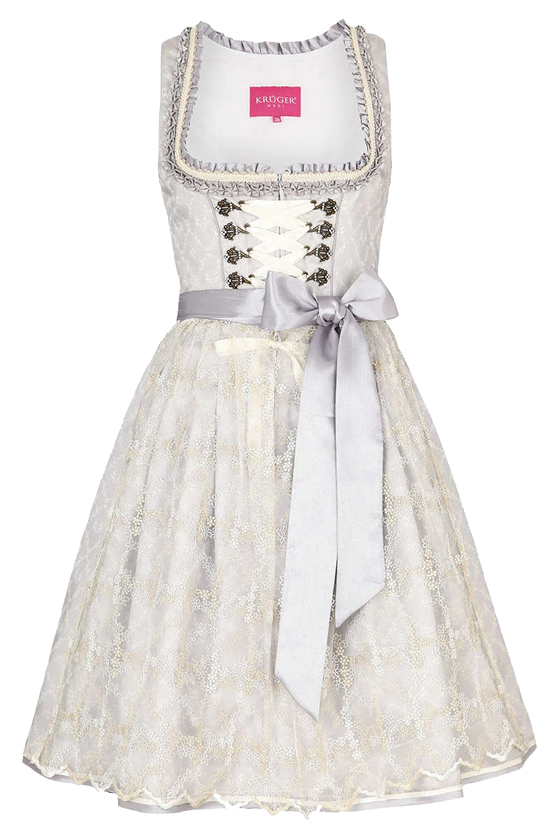 Krüger Mini Dirndl mit Blumenschürze graublau
