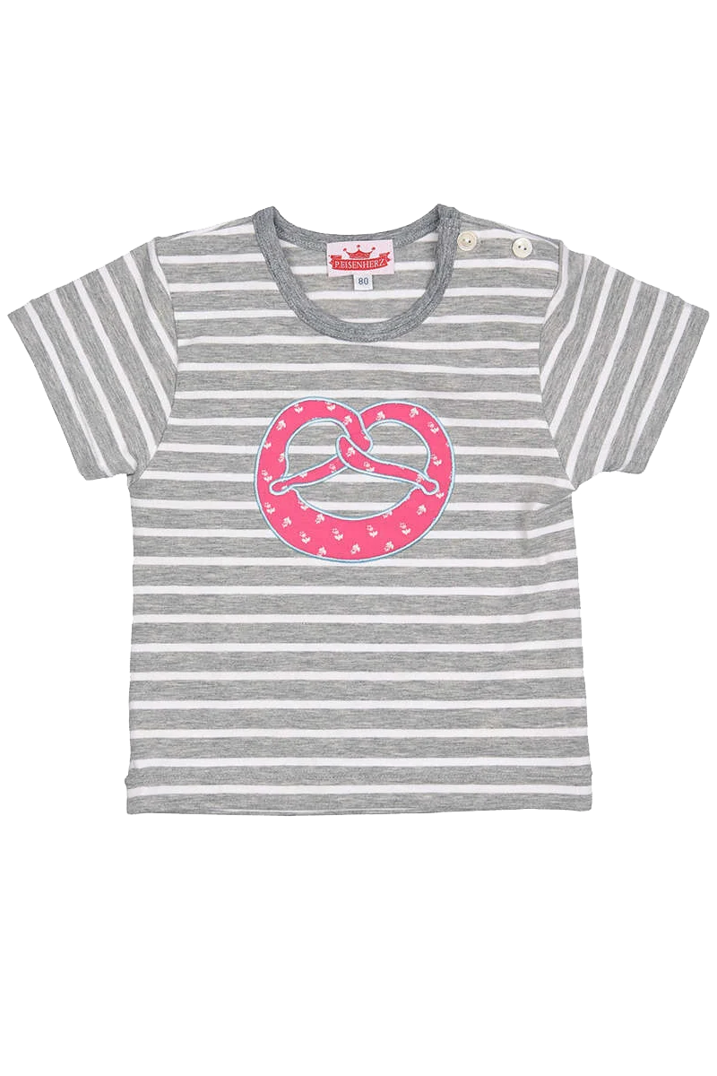 Trachten T-Shirt mit Brezel gestreift