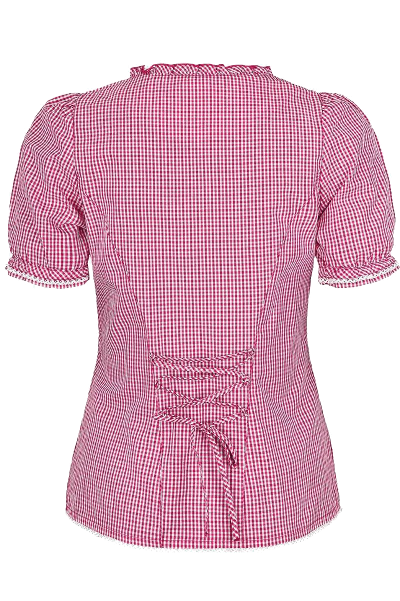Trachten Miederbluse mit Stickerei kariert