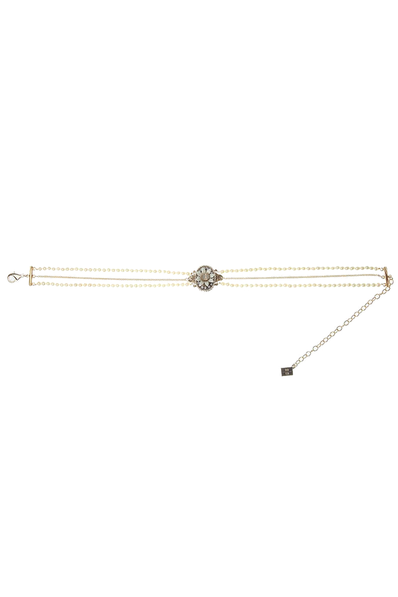 Dirndl Collier mit Edelweissmedaillon und Perlenschnüren