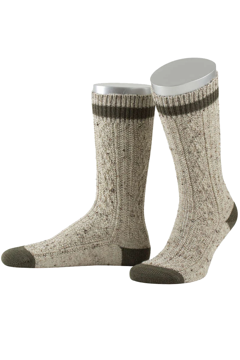 Trachten-Schopper-Socke Loden-Tweed mit braunem Bund