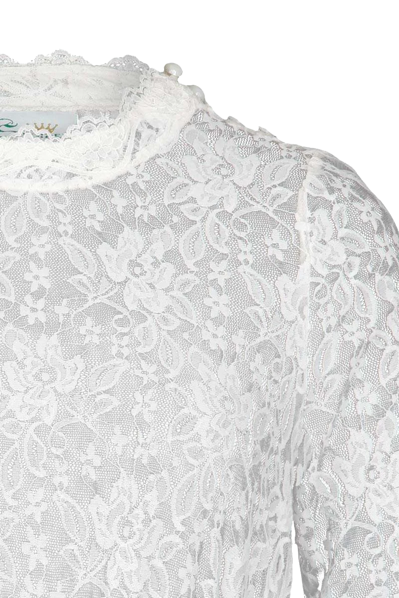 Dirndlbluse Spitze hochgeschlossen 3/4-Arm