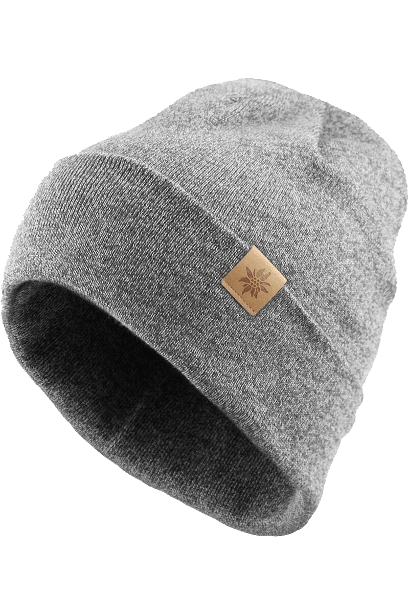 Beanie-Mütze mit kleinem Edelweiß-Lederpatch