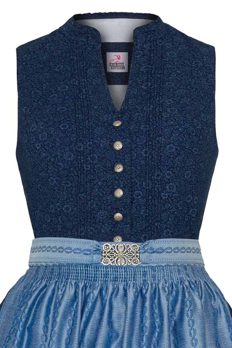 Baumwolldirndl hochgeschlossen mit Broschenschürze