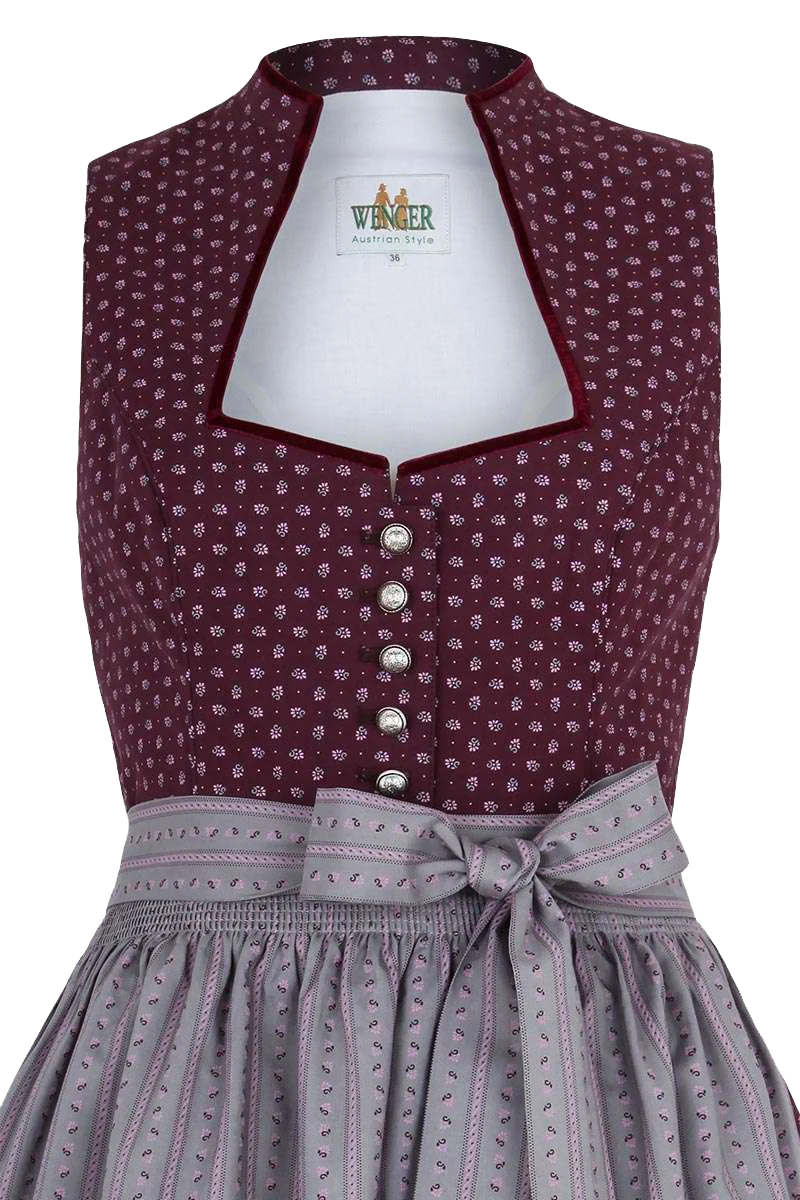 Baumwolldirndl aubergine grau