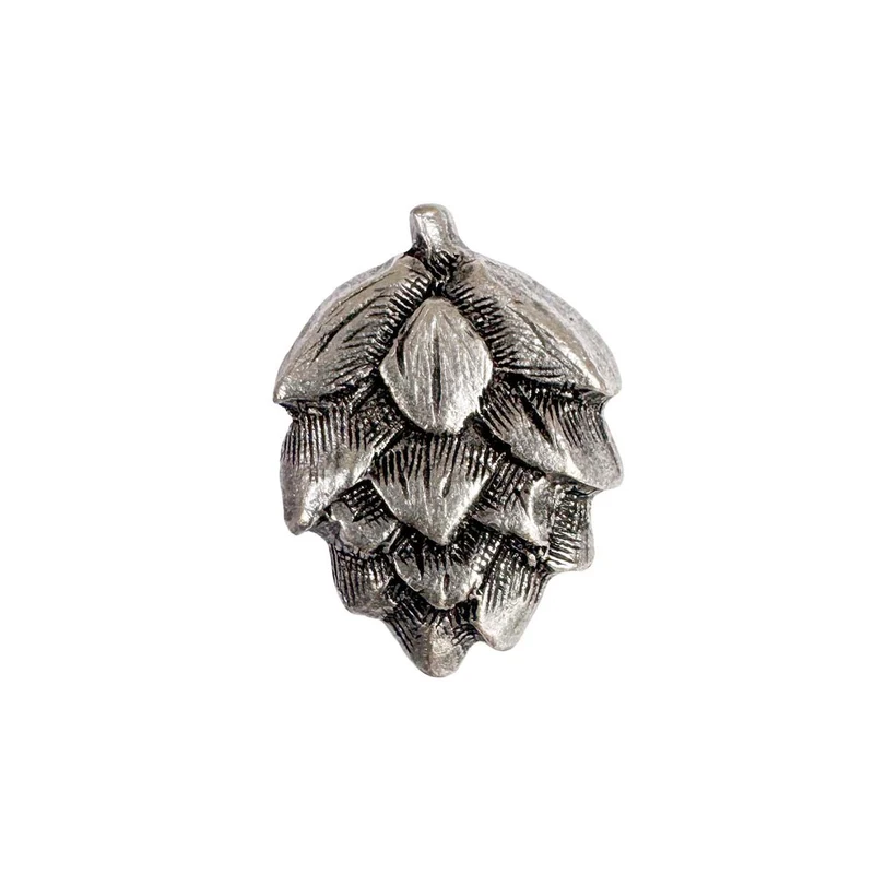 Gaudiknopf Anstecker Hopfen Altsilber