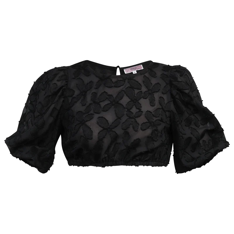 MarJo Dirndlbluse Karlstein Schwarz Dreiviertelarm Puffarm