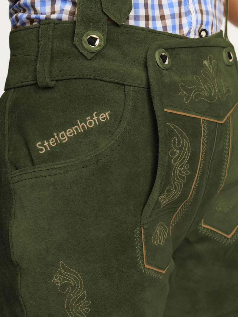 Steigenhöfer Traditionelle Leder-Hotpants für Damen mit Trägern