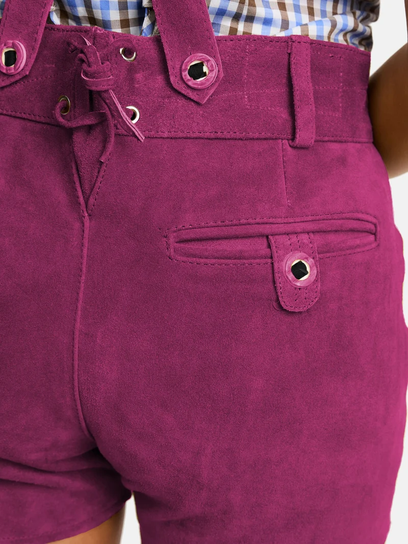 Steigenhöfer Traditionelle Leder-Hotpants für Damen mit Trägern
