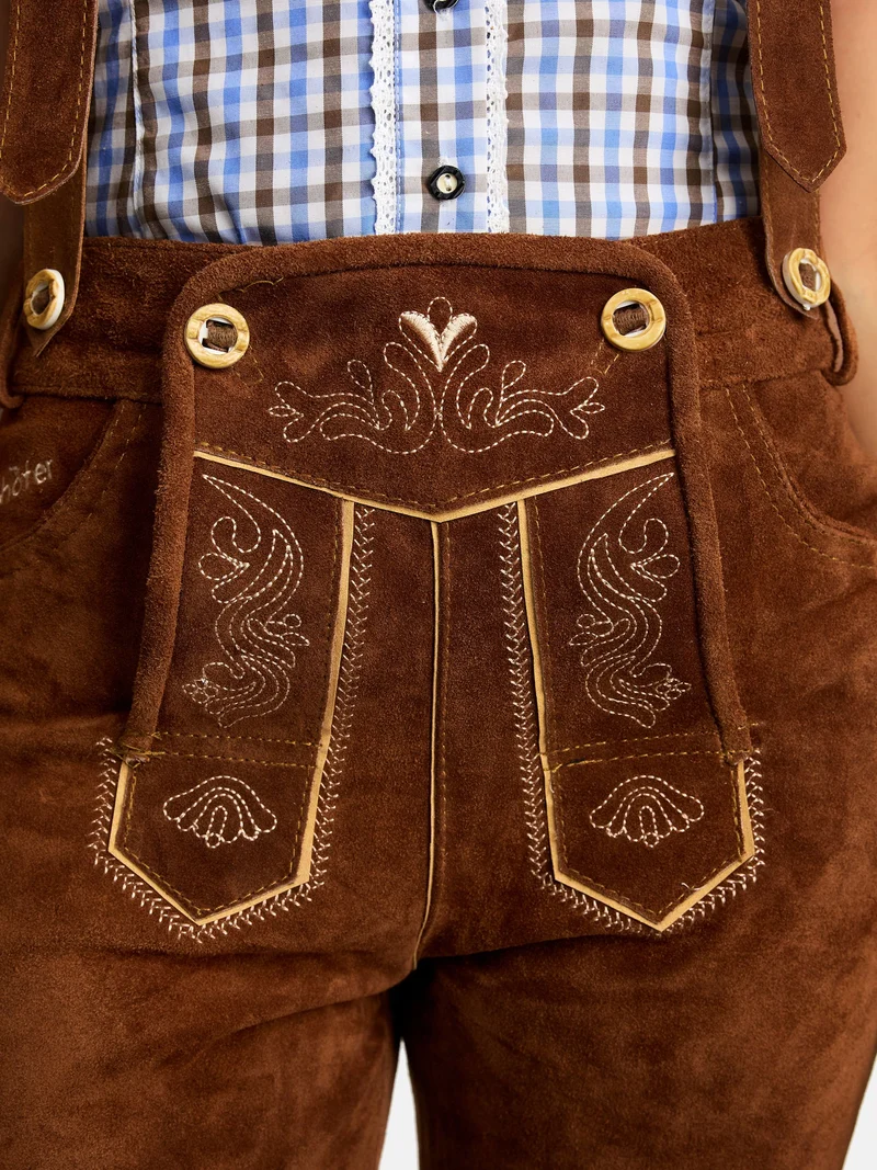 Steigenhöfer Traditionelle Kniebund-Lederhose für Damen mit Trägern