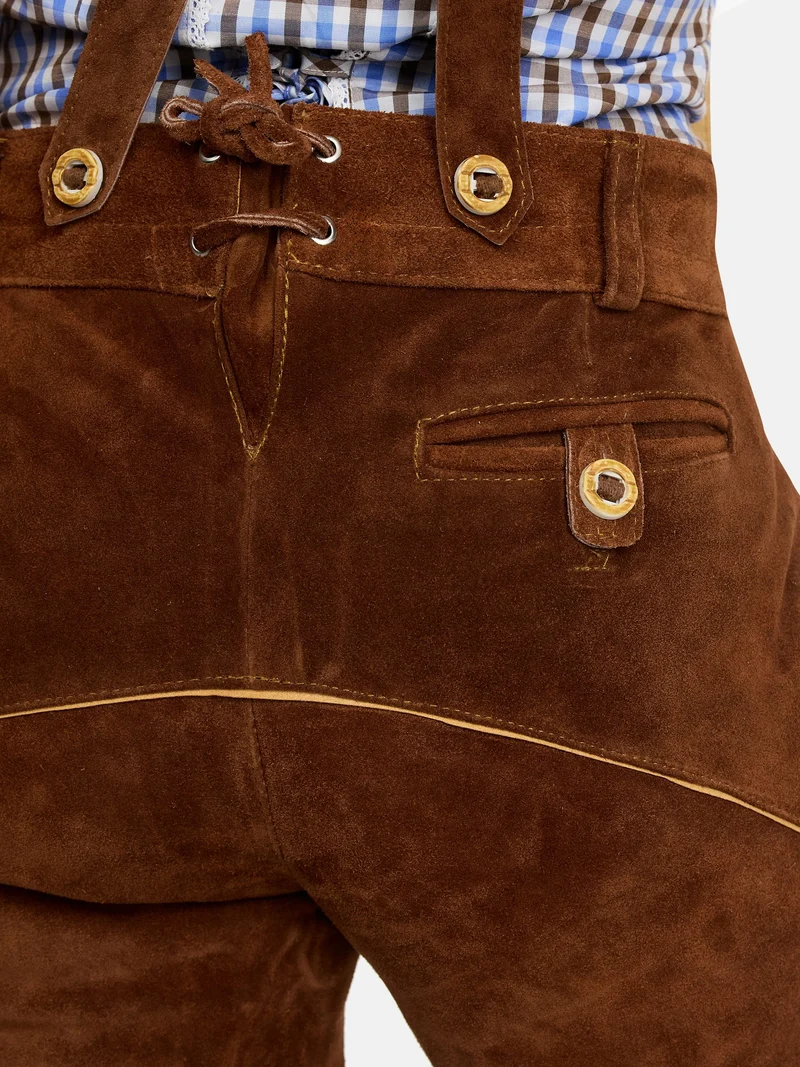 Steigenhöfer Traditionelle Kniebund-Lederhose für Damen mit Trägern