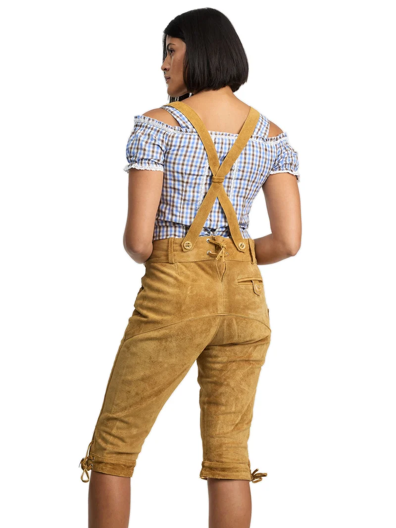 Steigenhöfer Traditionelle Kniebund-Lederhose für Damen mit Trägern