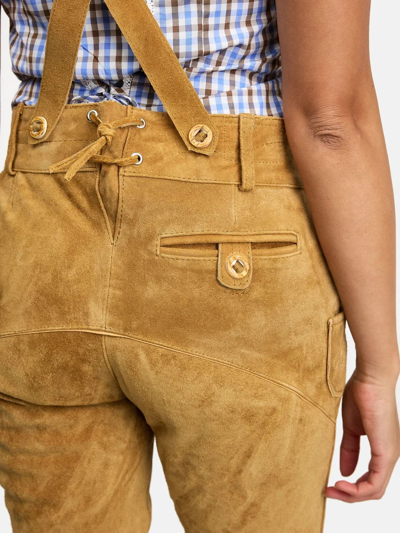 Steigenhöfer Traditionelle Kniebund-Lederhose für Damen mit Trägern