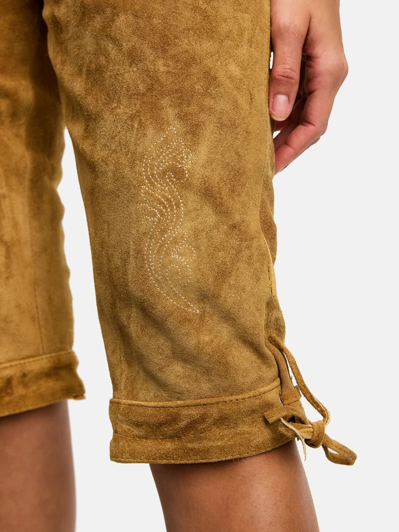 Steigenhöfer Traditionelle Kniebund-Lederhose für Damen mit Trägern
