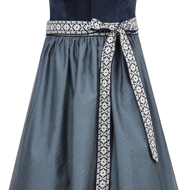 MarJo Dirndl Reichenfels Midnight/Denim Herz Ausschnitt 70cm
