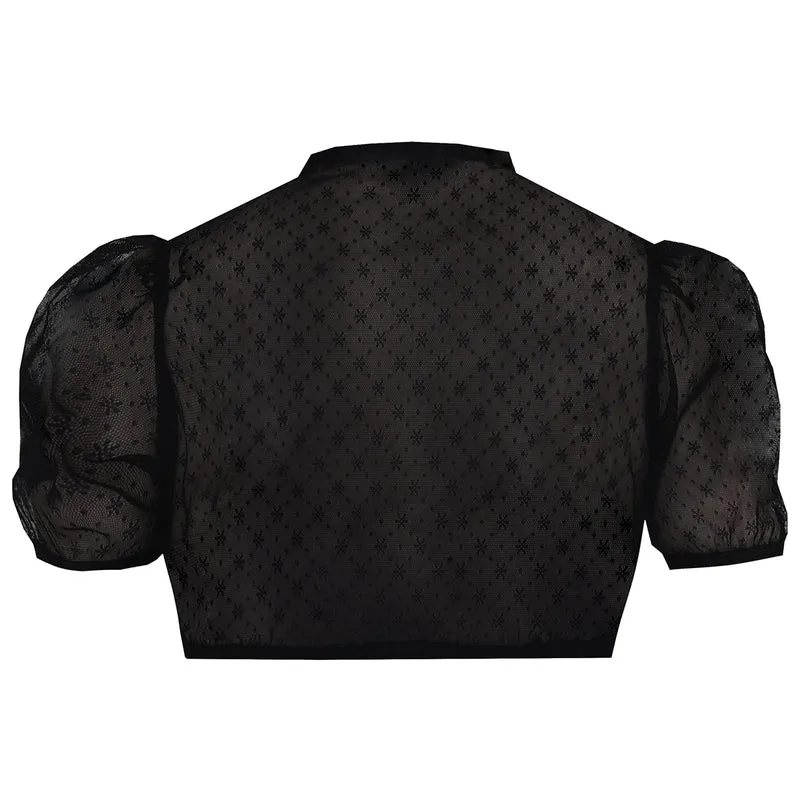 MarJo Dirndlbluse Engelsberg Schwarz Kurzarm Puffarm