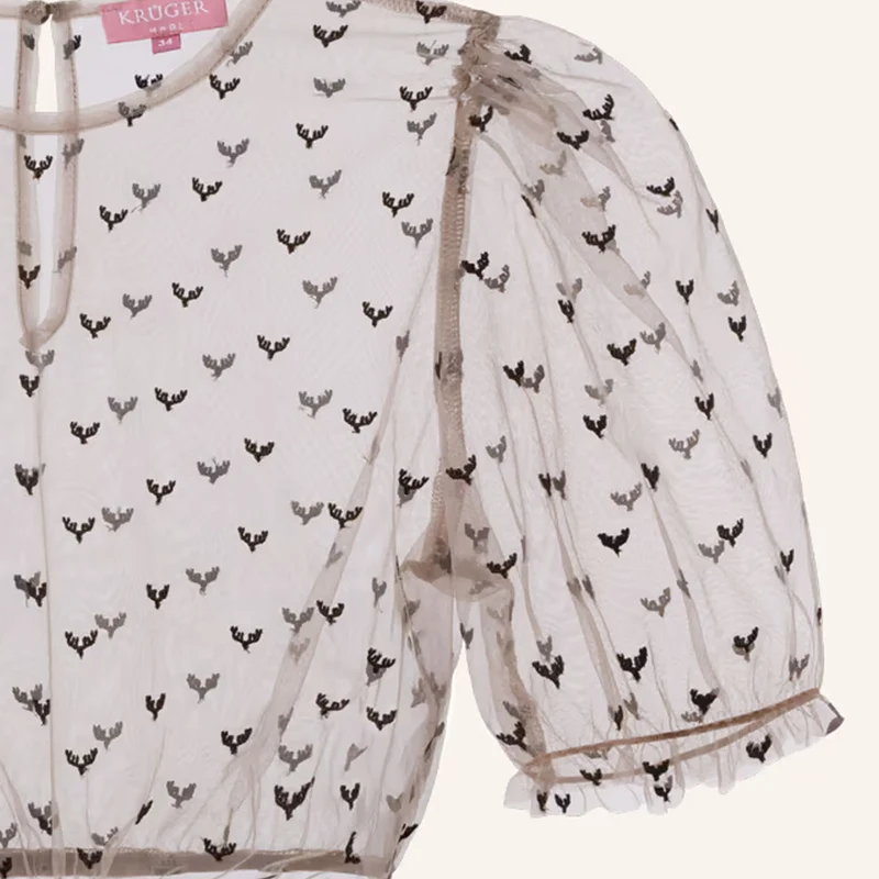 Krüger Dirndlbluse Koko Braun Transparent Tream Kollektion 2026