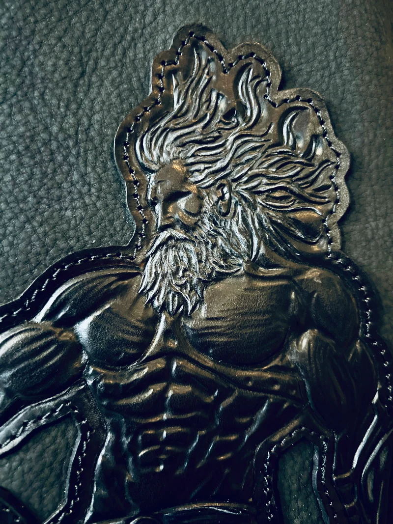Lederweste !Einzelstück! "Poseidon Tribal" Wasserbüffel