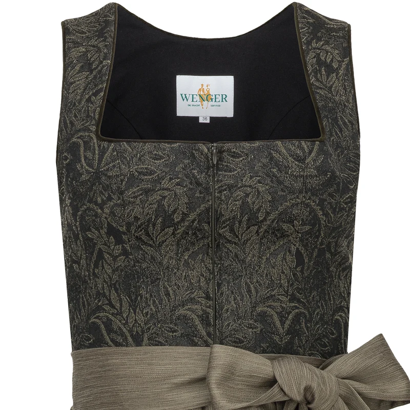 Wenger Dirndl Ella Oliv mit Ornamentmieder 70cm