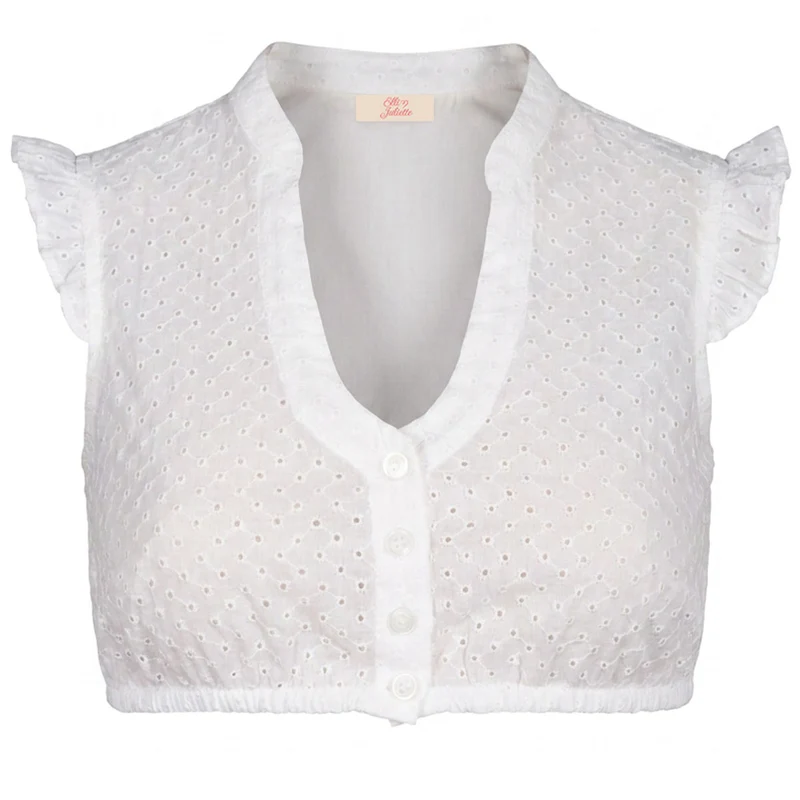 Elli & Juliette Dirndlbluse Estelle Weiß Flügelarm Baumwolle
