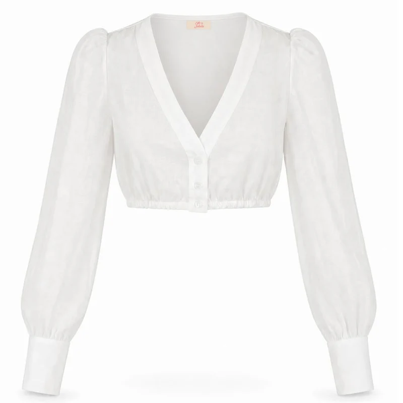 Elli & Juliette Dirndlbluse Nova Weiß Langarm Transparent