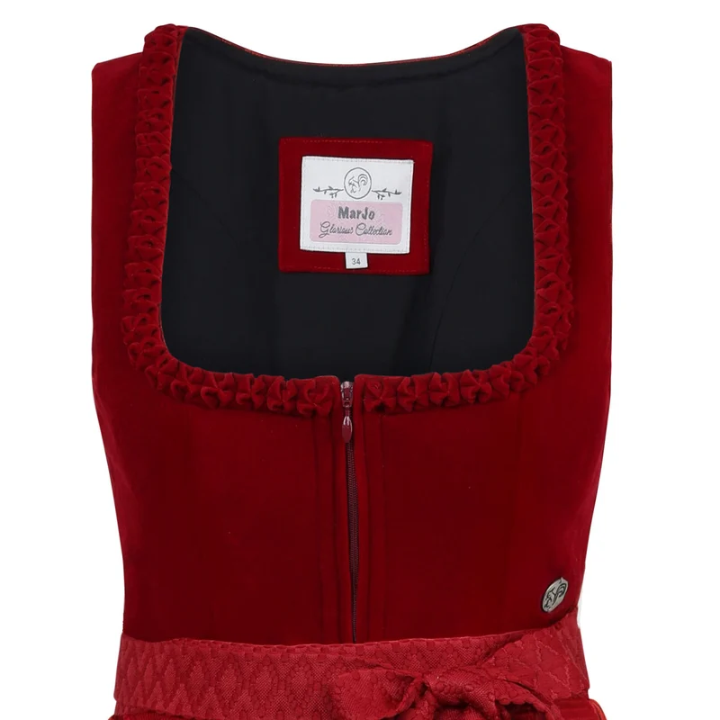 MarJo Dirndl Rabenstein Feuerrot Froschgoscherl Samt 65cm