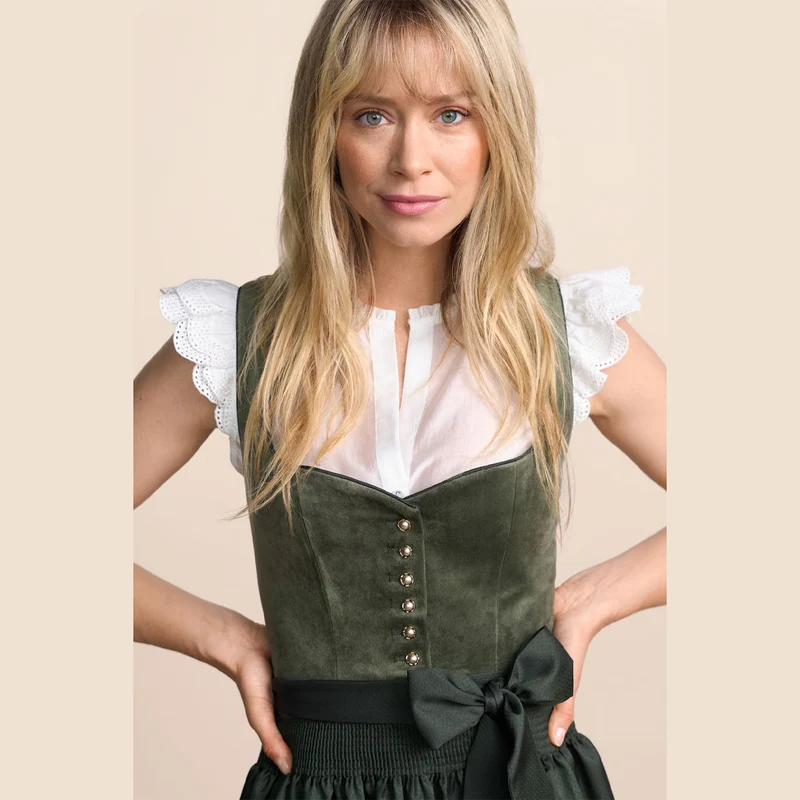 Krüger Dirndl Iny Grün Herz Ausschnitt 70cm