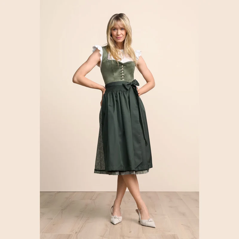 Krüger Dirndl Iny Grün Herz Ausschnitt 70cm