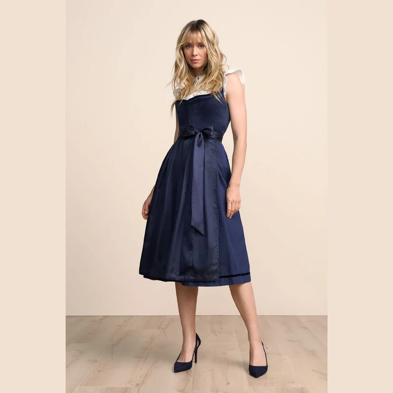 Krüger Dirndl Elenora Blau Balkonettausschnitt 70cm